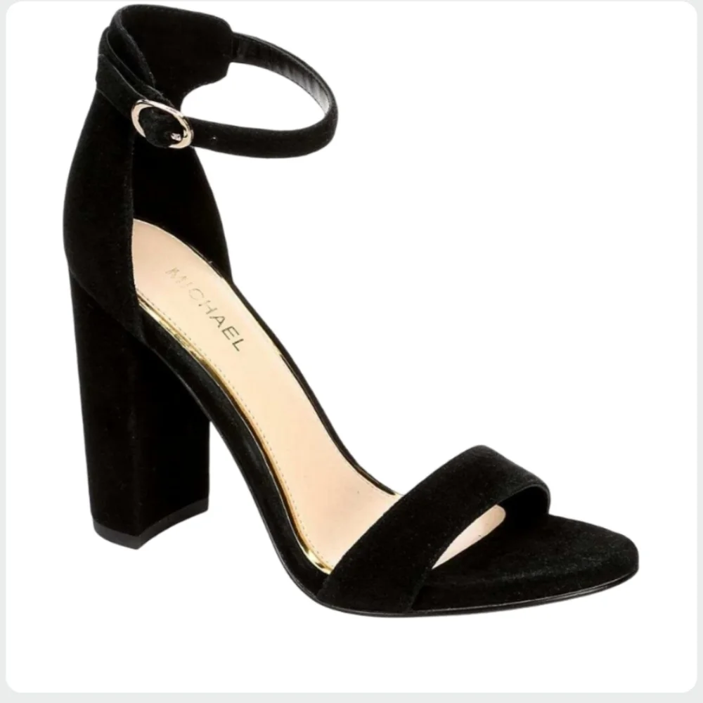 Michael By Michael Shannon Sammey Black Suede Block Heel Sandals Size 7